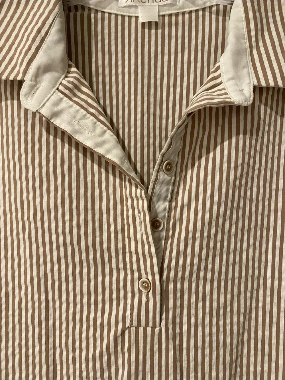 Renuar Cream and White Striped Dress